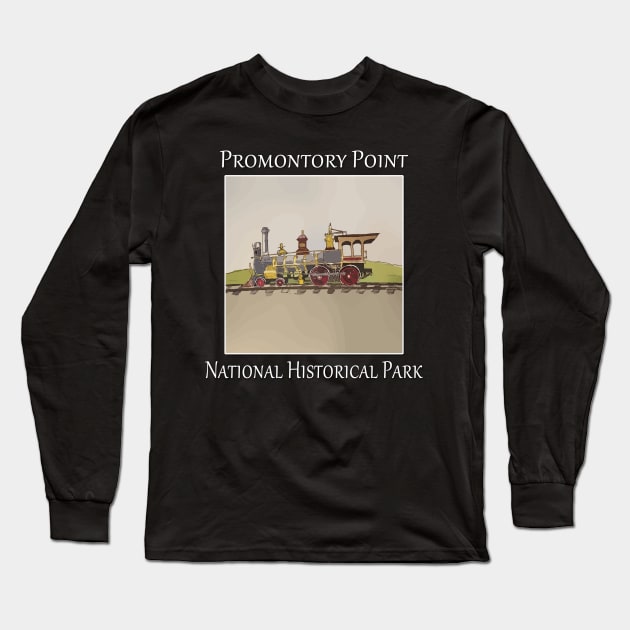 Steam Train at the point of the golden spike, Promontory Point National Historical Park in Utah Long Sleeve T-Shirt by WelshDesigns